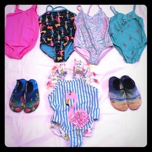 Bathing Suit & Swim Shoes Bundle. Size 4/5T